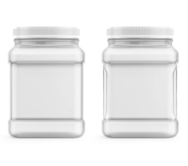 Mountain West Company 64 fl oz Square Clear Jar with Pinch Handle, 6 Count, Pantry Organization & Storage, Plastic Container with Lid