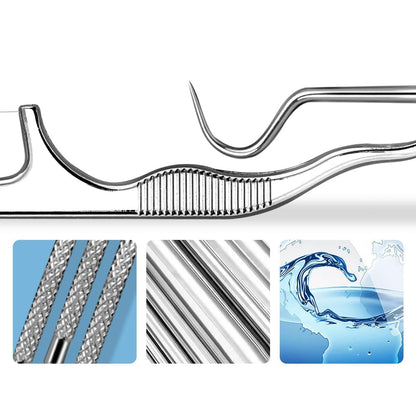 Ninelimi 7Pcs 2 Set Portable Stainless Steel Toothpicks Pocket Set, Reusable Metal Toothpicks Cleaning Kit with Holder for Outdoor Picnic Camping Traveling