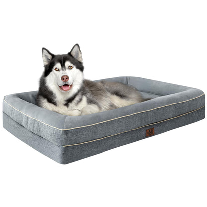 TaiBest Waterproof Memory Foam Dog Beds for Extra Large Dogs Non-Slip Orthopedic Dog Beds Washable Couch Pet Bed with Removable Cover (Grey, X-Large)