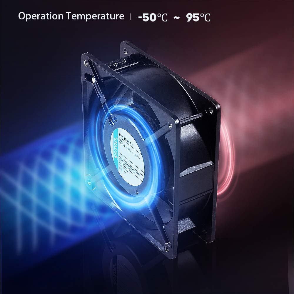 SOTOP IP55 Wasserdichter Axiallüfter mit Metallflügeln, 115 V AC, 120 mm x 38 mm, hohe Drehzahl, für DIY-Kühlungs- und Belüftungsprojekte