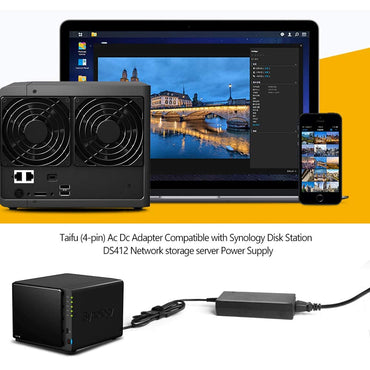 TAIFU 4-Pin 12V 8,33A - 9A Netzteil für Synology DiskStation 4-Bay DS410 DS410j DS411 DS411J DS4112 DS412+ DS416 DS418 DS918+ DS923+ DiskStation Netzwerkspeicher NAS-Server 12V DC-Netzteil