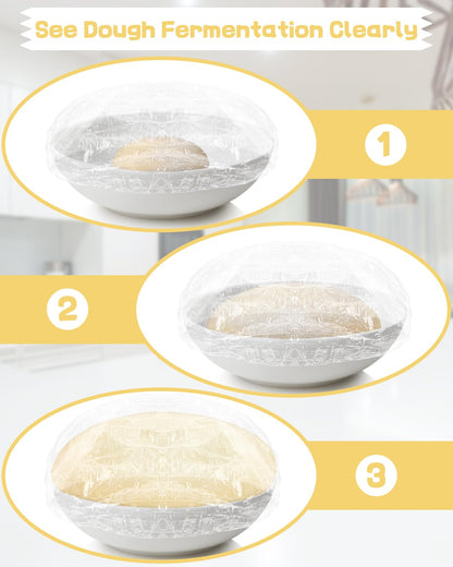 Plastic Bowl Covers for Sourdough Bread Proofing Medium Disposable Elastic Food Wraps Fits 9-inch Bowls, Shower Caps for Banneton Bread Proofing Basket Plastic Food Wrap Can Covers 100 Pcs