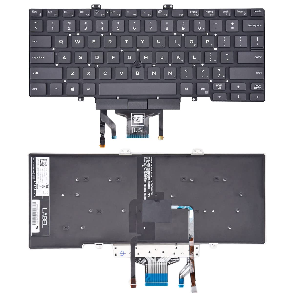 Ersatztastatur für Dell Latitude 3400, 5400, 5401, 5410, 5411, 7400 und 7410 Laptops mit Hintergrundbeleuchtung und Mauszeiger, US-Layout (NICHT passend für Latitude 7400 2-in-1)