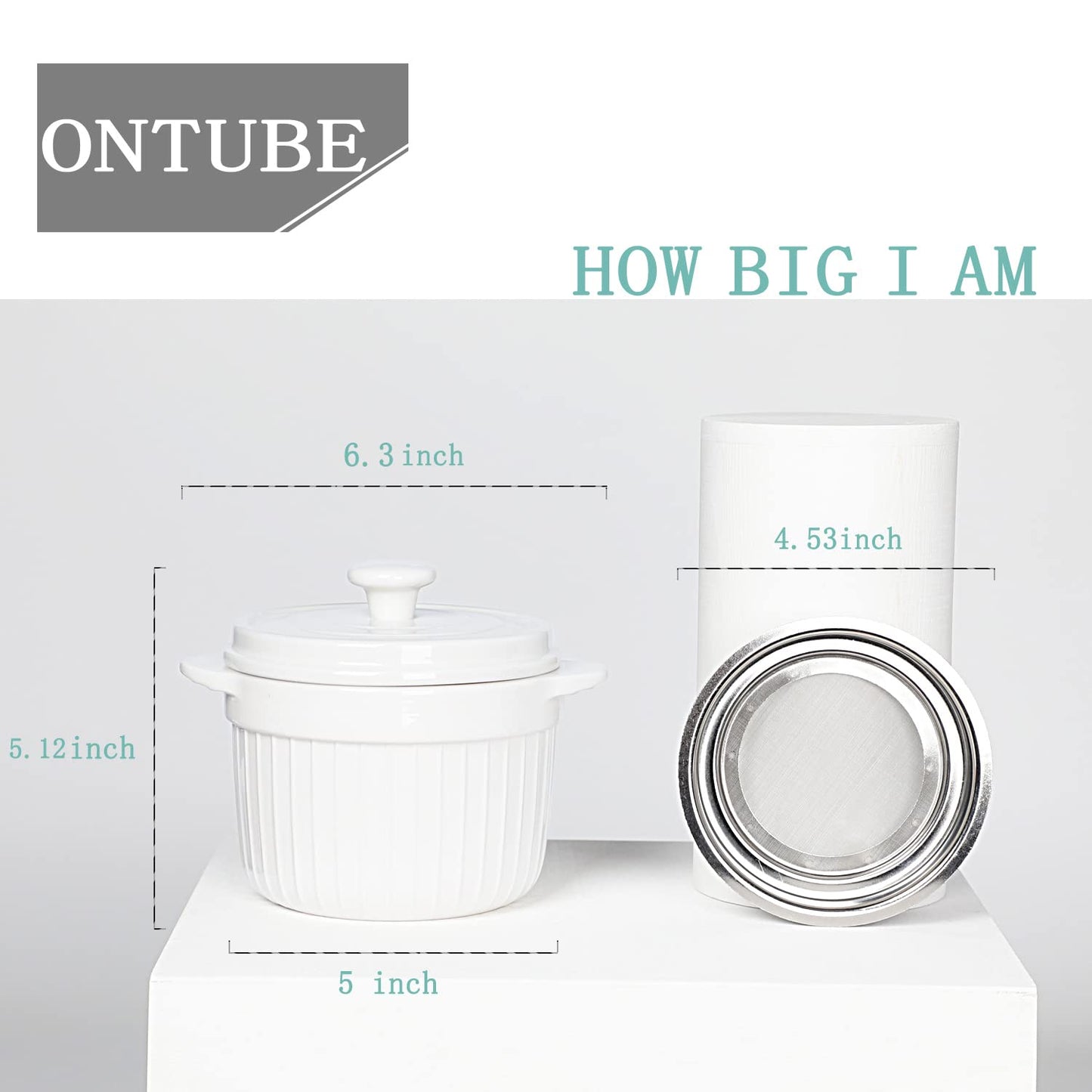 ONTUBE Ceramic Bacon Grease Container Keeper with Strainer, Frying Oil Storage Can, Turquoise