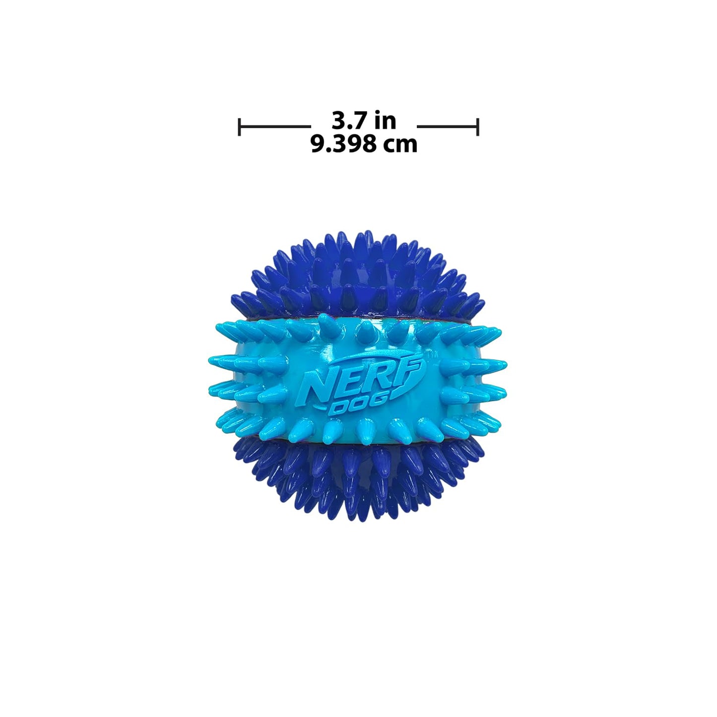 Nerf Dog 3.7in TPR 3-Part Spike Squeak Ball Dog Toy - Dark Blue/Light Blue