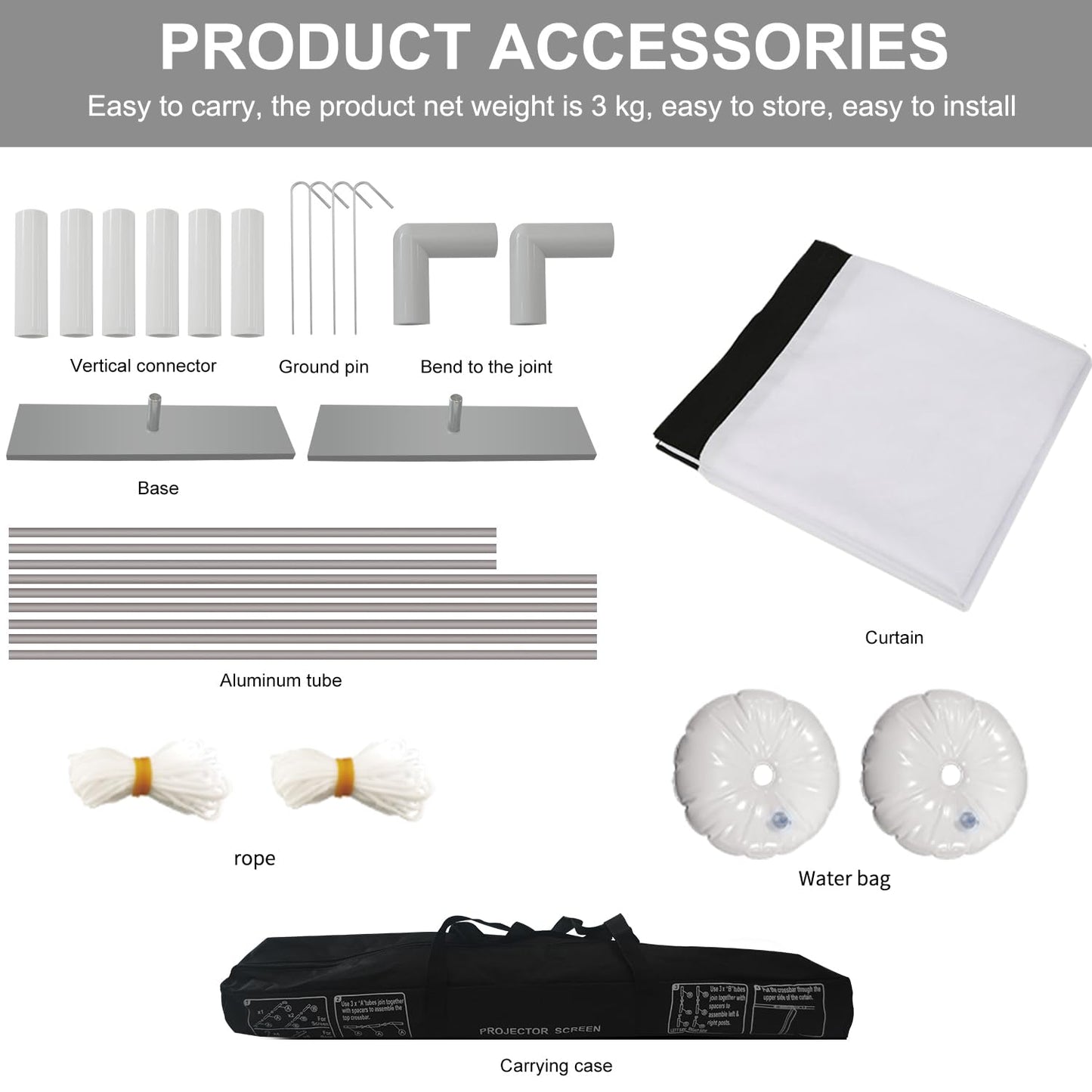 Projector Screen with Stand 100 inch 16:9 HD 4K Outdoor Projector Screen for Home Theater 3D Fast-Folding Portable Projection Screen Indoor Legs and Carry Bag Projector Movie Screen Wrinkle-Free