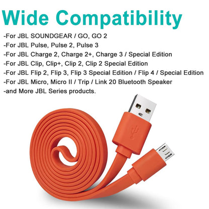 SCOVEE Charger Cord for JBL Speaker,Flat Micro USB Charging Power Supply Cable Cord Line for JBL Speaker Earphone Headphone Charge Replacement 3FT
