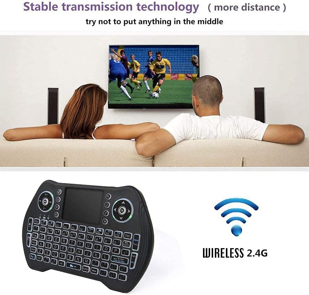 BL Mini Wireless Keyboard Remote Control with Touchpad Mouse Combo, Backlit 2.4GHz Mini Keyboard Wireless USB Dongle Rechargeable Li-ion Battery for Android TV Box Smart TV PC PS3 Windows MacOS X-Box