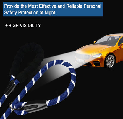 Hundeleine, 1,8 m lange, robuste Hundeleine, strapazierfähige Premium-Qualität, starke Seil-Schlupfleine mit komfortablem, gepolstertem Griff und hochreflektierenden Fäden für kleine, mittlere und große Hunde, (Schwarz) 