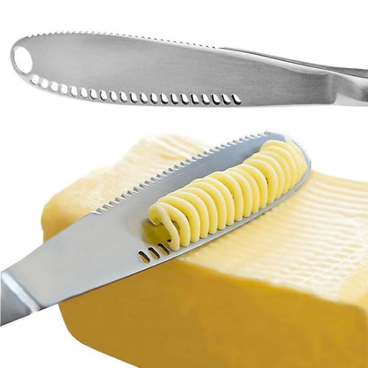 Nevkha Stainless Steel Butter Knife - Ready Butter 3-in-1 Knife Butter Spreader & Kitchen Gadget, Cold Butter Spreader, Curler & Micro Grater, Dishwasher Safe