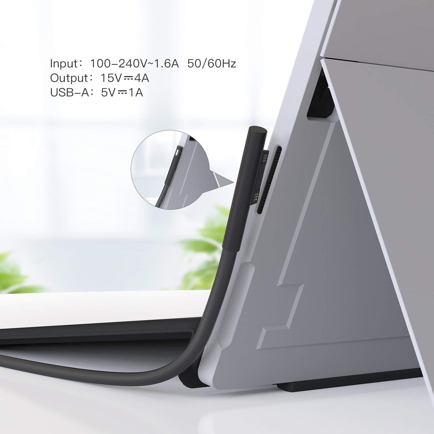 Surface Book Ladegerät, AYNEFF 15V 4A 65W Surface Pro Netzteil, kompatibel mit Microsoft Surface Book, Surface Laptop, Surface Pro 9, Pro 8, Pro 7, Pro 6, Pro 4, X, Surface Go, 1,8 m DC-Kabel mit USB 5V