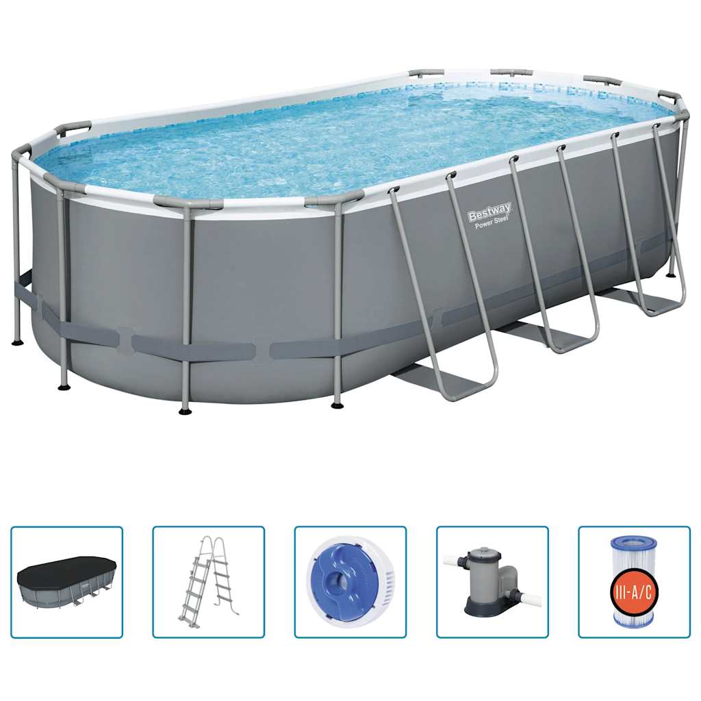 Power Steel Aufstellpool Oval 549x274x122 cm