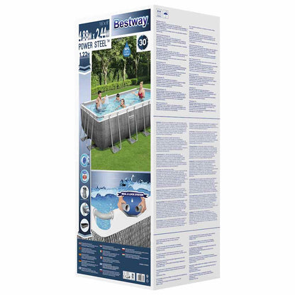 Power Steel Swimmingpool-Set Rechteckig 488x244x122 cm
