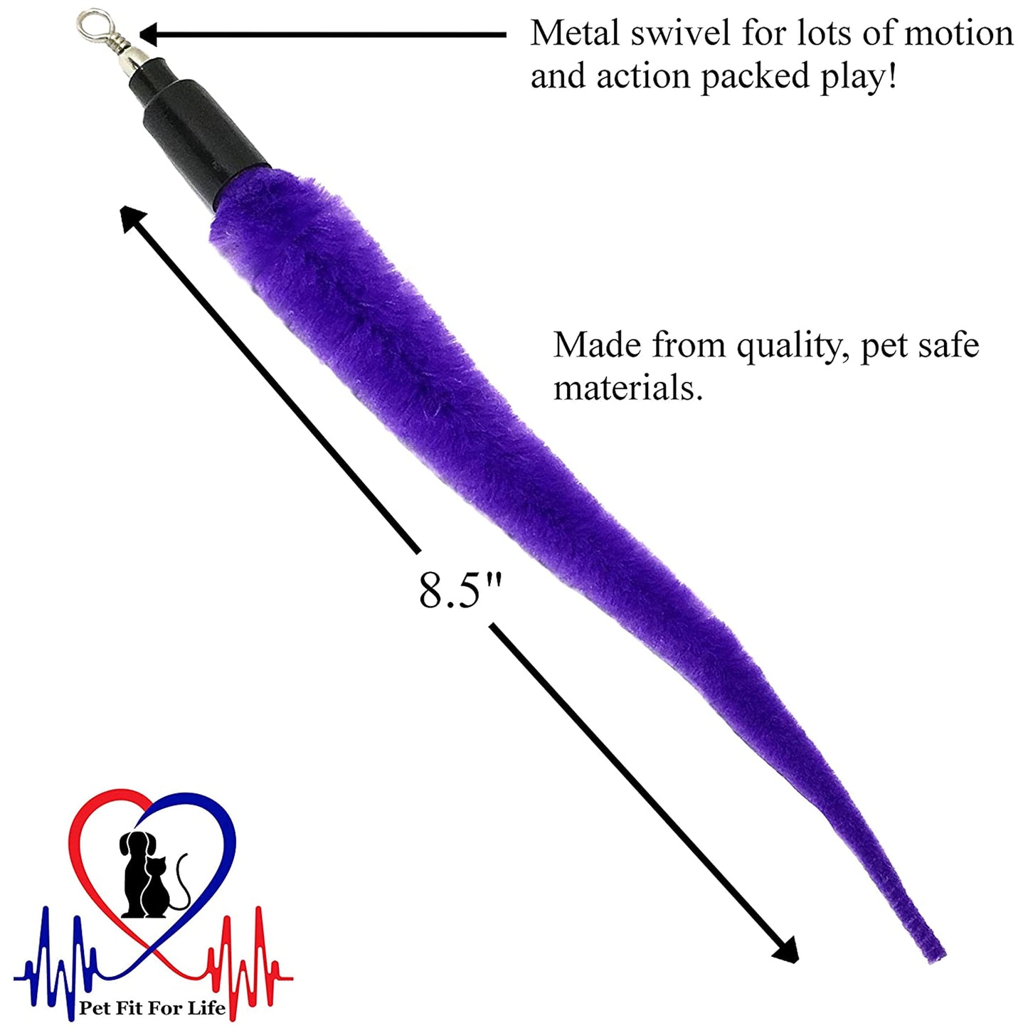 Pet Fit For Life Cat Wand Toy: 5-Piece Worm Teaser & Exerciser - Durable Flirt Pole/Cat Teaser Toy - Interactive Fun for Feline Fitness