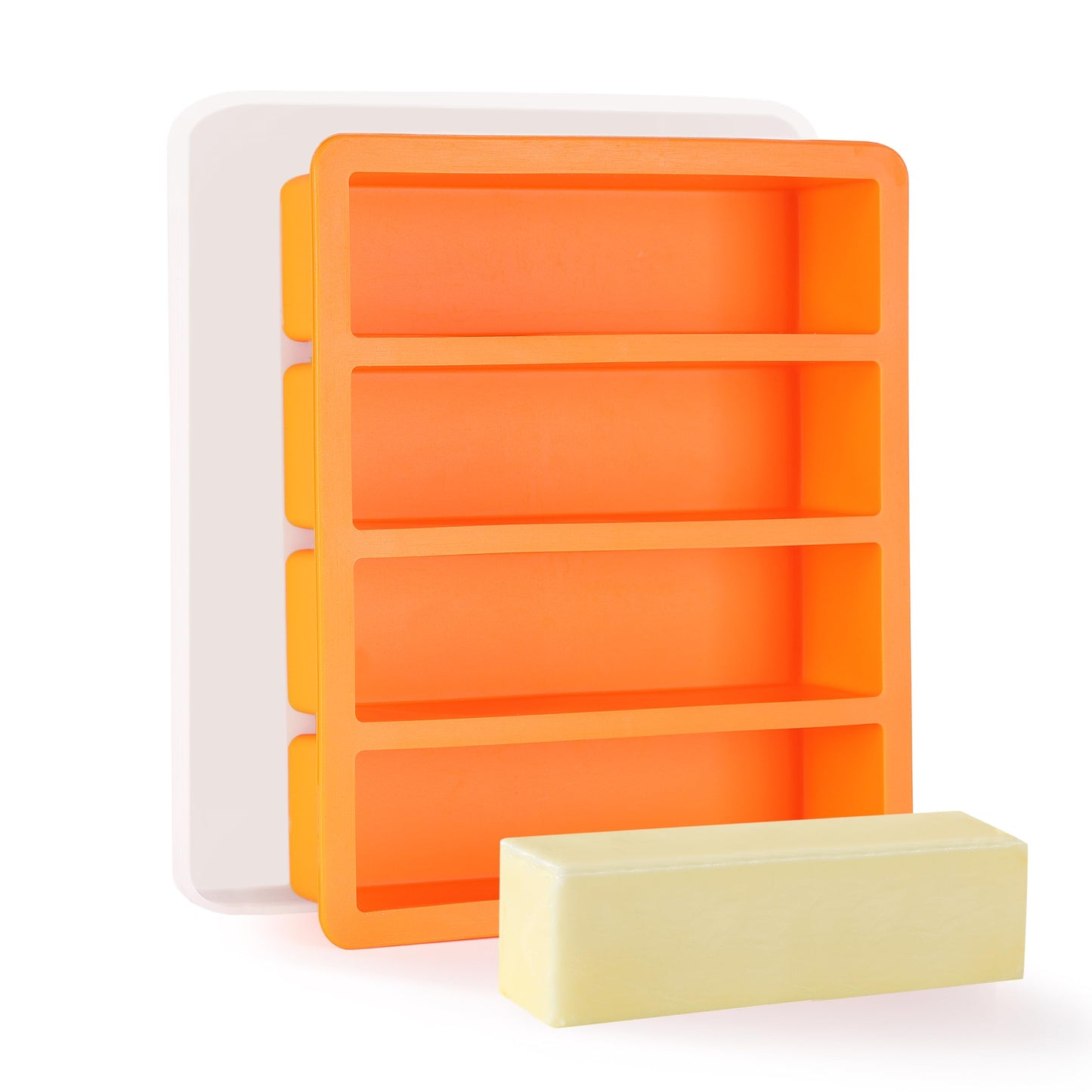 OHOLA Silicone Butter Mold Tray with Lids, Non-Stick for Chocolate, Energy Bars and Cake (1Pack, Stylish Orange Color)