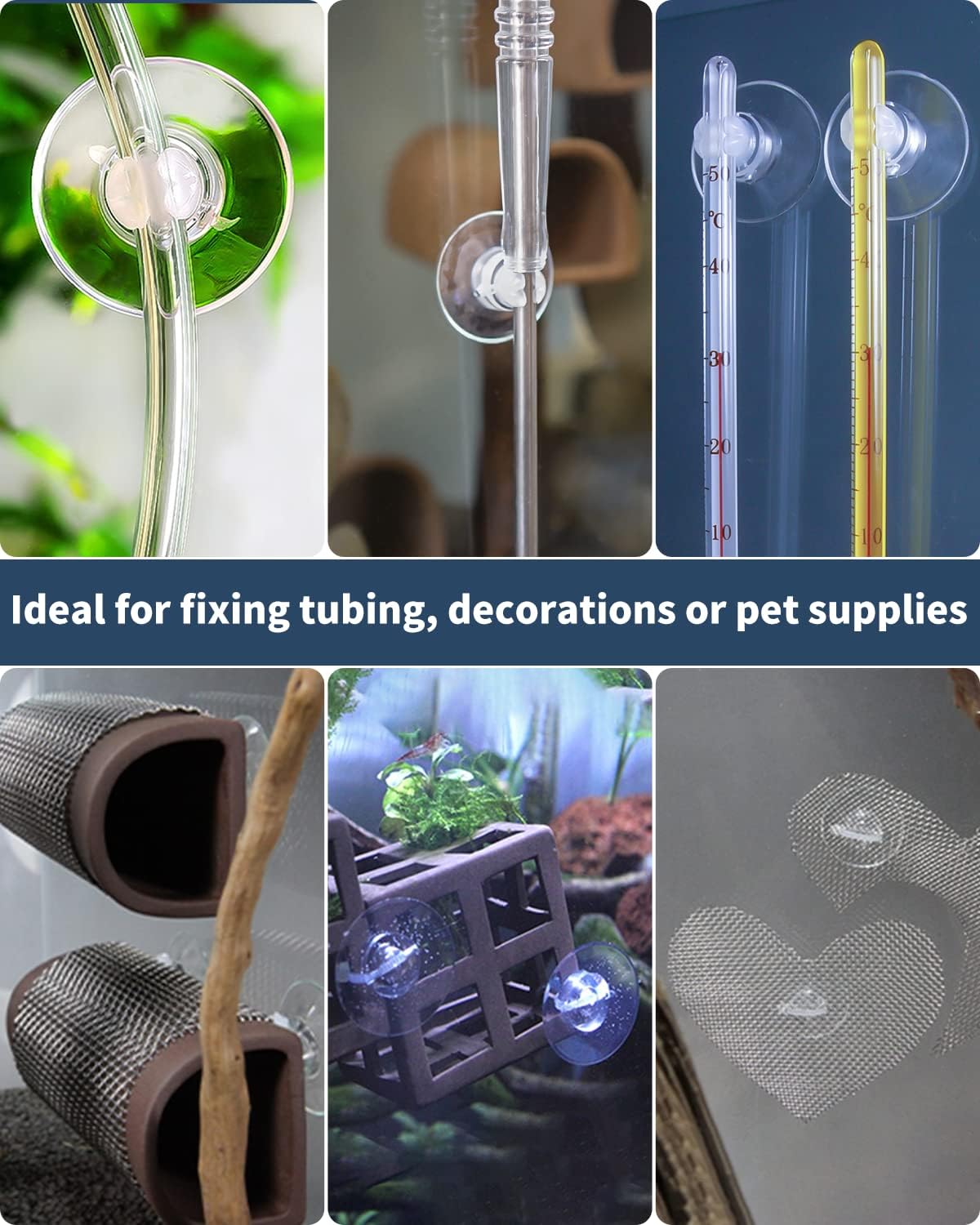 Pawfly 20er-Pack Aquarium-Saugnapf mit Clips und verstellbaren Kabelbindern, Kabel, Aquarienzubehör zum Befestigen von Moos, Luftschläuchen, Dekorationen, Garnelennestern und Reptilien-Hängematten 