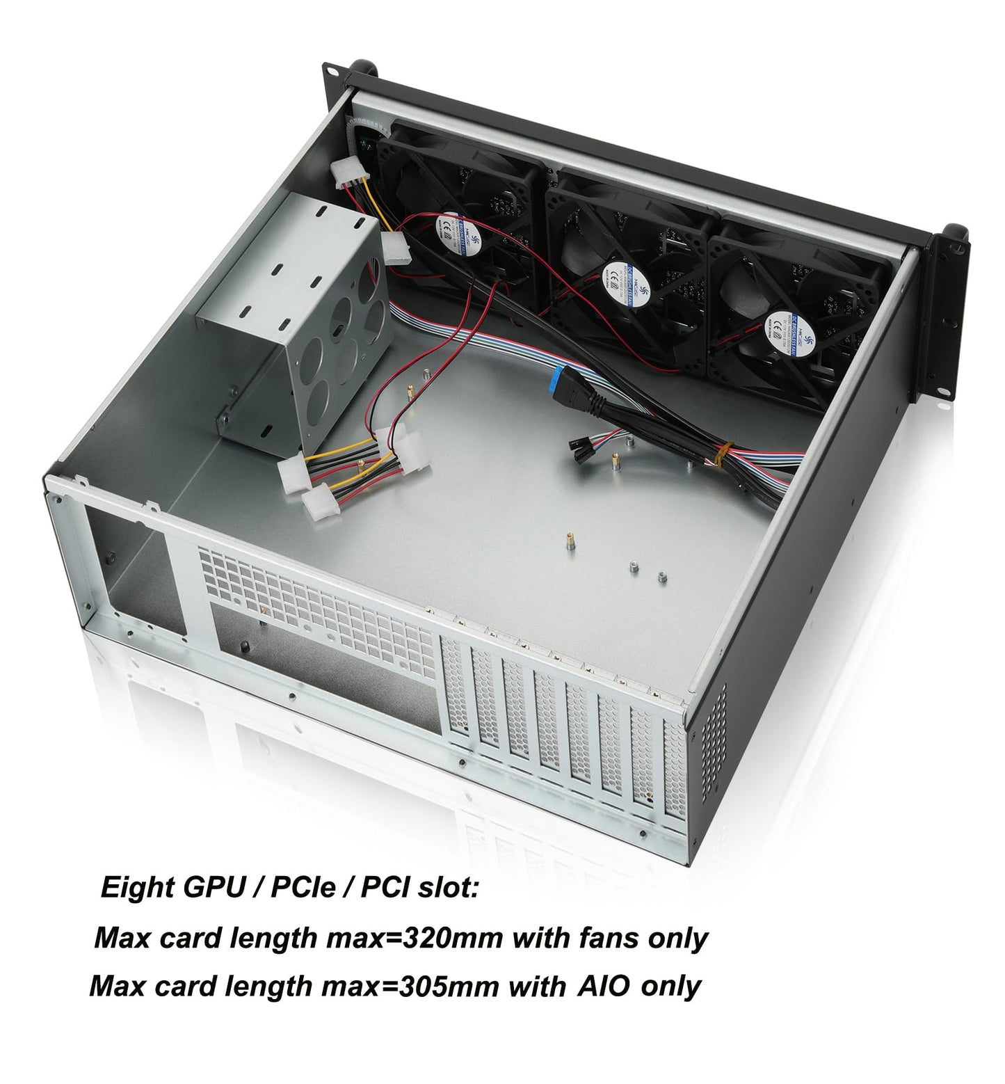 RackChoice 3U Rackmount-Servergehäuse mit Unterstützung für Flüssigkeitskühlung bis zu 360 mm Radiatorhöhe, kompatibel mit SFX-Netzteilen/ATX/MicroATX/Mini-ITX-Mainboards