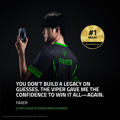 Razer Viper V3 Pro Kabellose Gaming-Maus für E-Sport: Symmetrisch – 54 g leicht – 8.000 Abtastraten – Optischer Sensor mit 35.000 DPI – Optische Gen3-Schalter – 8 programmierbare Tasten – 95 Stunden Akkulaufzeit – Schwarz