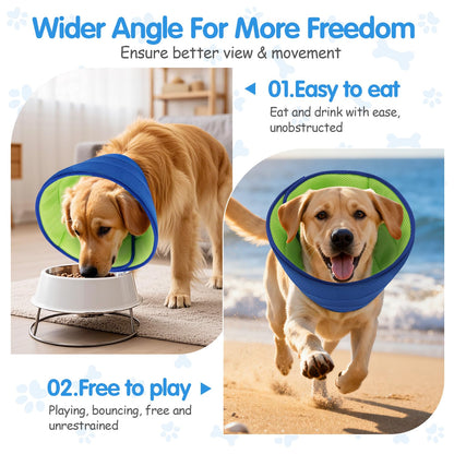 Soft Dog Cone Collar Alternative - Adjustable Comfy Cones for Large/Medium/Small Dogs to Stop Licking After Surgery, Comfortable Fabric Elizabethan Collars, Head Cone of Shame for Neuter Recovery - L