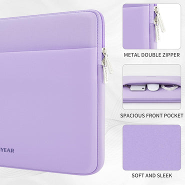 RAINYEAR Laptoptasche 13,3 Zoll, Schutzhülle mit Vordertasche, Aktentasche/Handtasche für MacBook Air/Pro 13-13,3 Zoll und MacBook Pro 14 Zoll, Lila