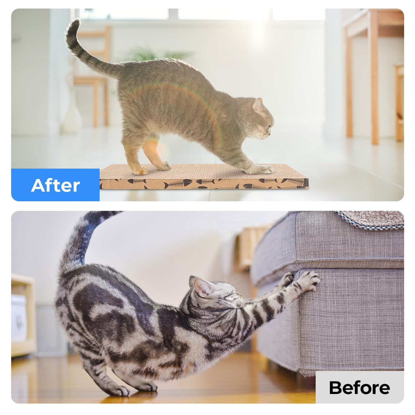 Roadtofree Cat Scratcher Cardboard Cat Scratching Board Cat Scratchers for Indoor Cats Cat Scratching pad (1pcs)