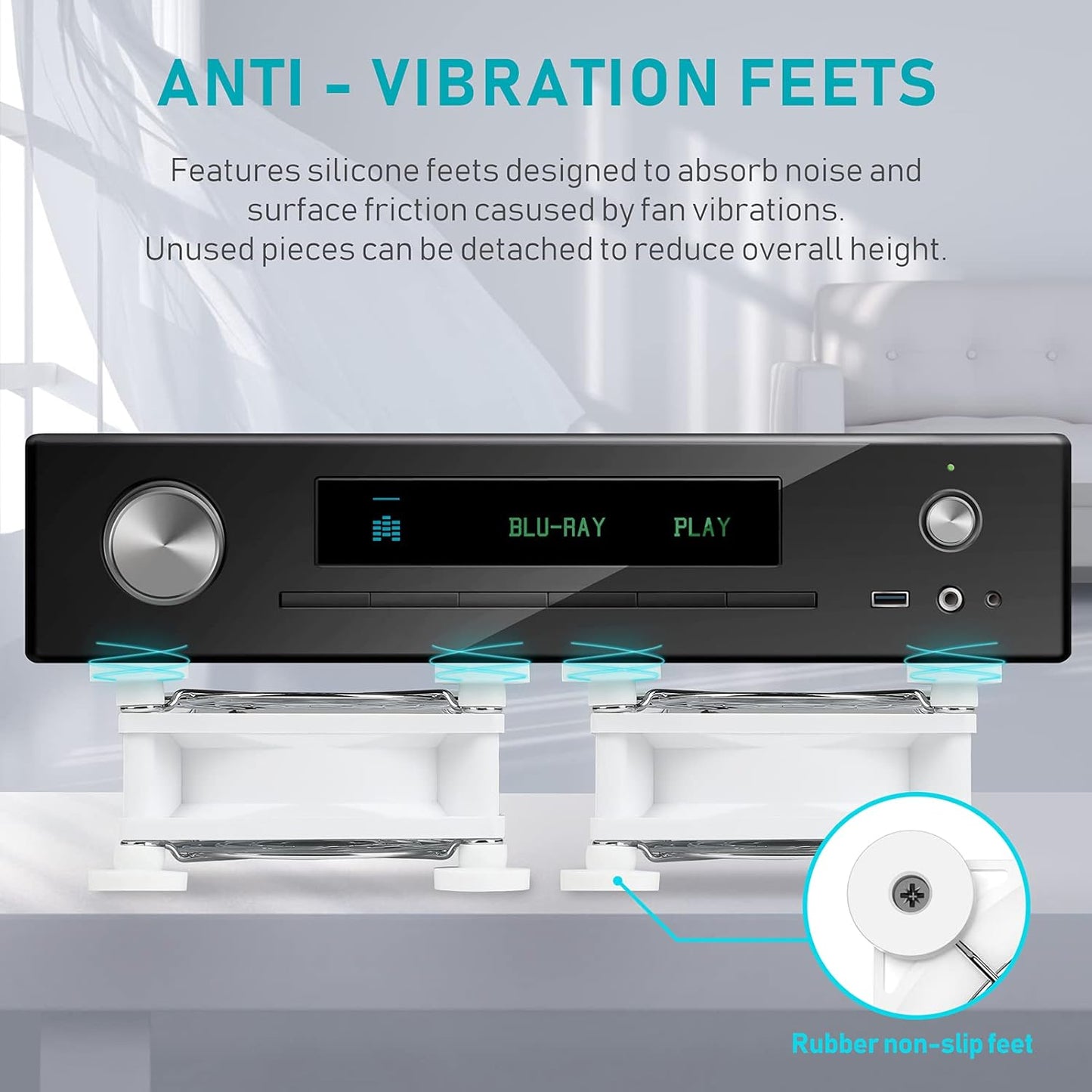 ANEXT, USB-Lüfter, USB-Computerlüfter, Leise Lüfter für Receiver, DVR, PlayStation, Xbox, Computer, (80 mm, Weiß, Doppelpackung) 