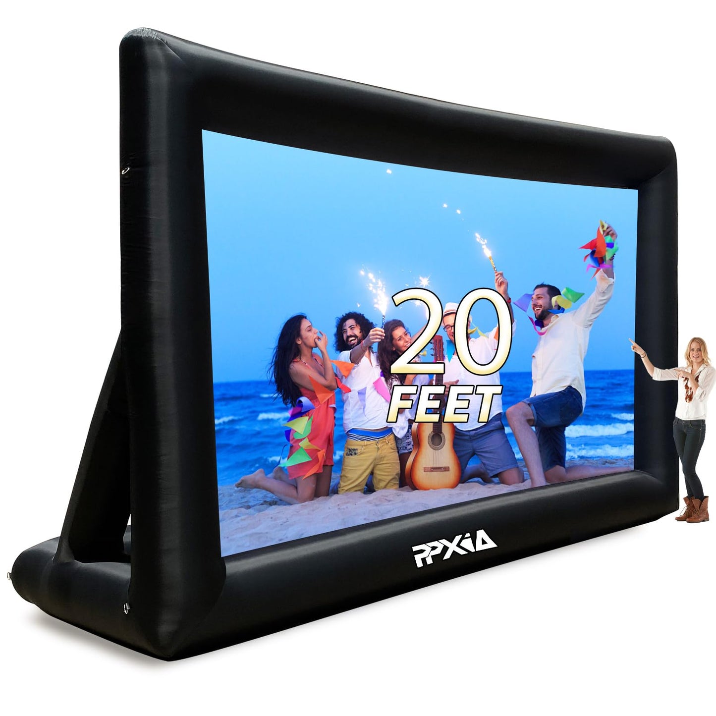 PPXIA Aufblasbare Outdoor-Leinwand (6 m) für Filmabende im Garten, Heimkino, Poolpartys – ideal für Filmabende, Gartenpartys und mehr.