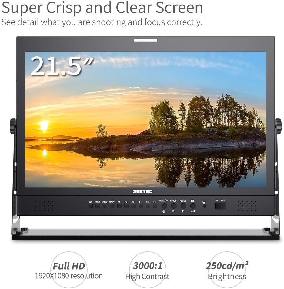 SEETEC P215-9HSD-192 21,5 Zoll LCD-Monitor für Broadcast-Produktionen, 3G SDI, 4K HDMI Ein- und Ausgang, IPS Full HD 1920x1080 