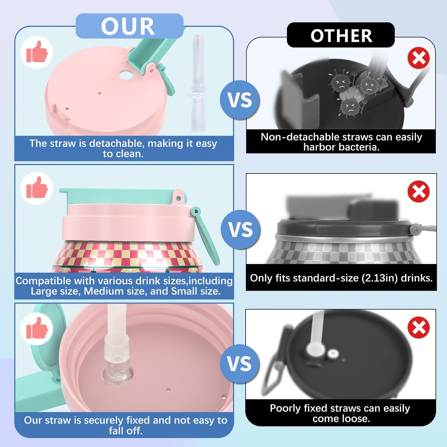 Soda Can Lids with Straw, 4-Pack Can Covers for Soda with Reusable BPA-Free, Spill-Proof & Airtight Seal, Easy to Use, Fits for S/M/L Sizes Cans for Soda, Beer, Juice, Seltzer