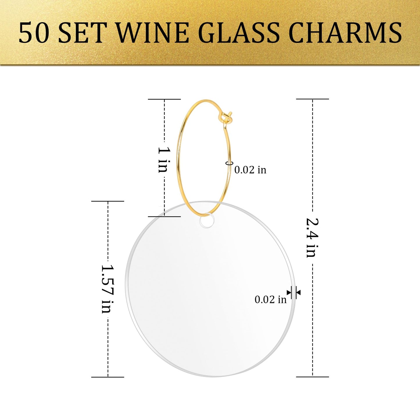 Philbinden 50 Pcs Wine Glass Charms - Round Acrylic Blank Wine Markers for Stem Glasses - Recognizer for Christmas, Wedding, Tasting, Party, Martini, Birthday Decorations
