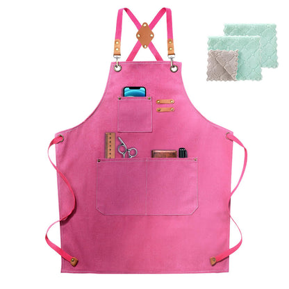 ZOMAO Kochschürze, Baumwoll-Canvas-Schürze mit gekreuztem Rückenteil und Taschen für Damen und Herren, verstellbare Träger und große Taschen, Küchenschürze zum Kochen und Backen 