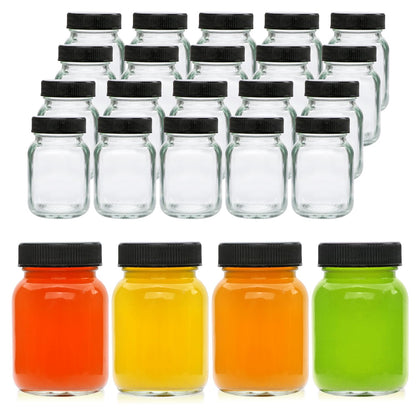QAPPDA 2oz Mason Jars Set of 48,Glass Spice Jars with Black Lids,Small Mason Juice Bottles for Ginger Shots,Honey,Jam,Party Favor