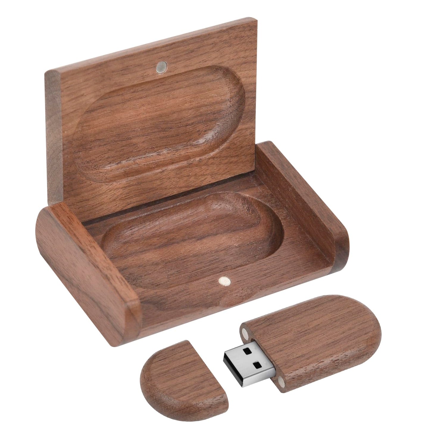 Neuartiger USB-2.0-Stick aus Holz, 16 GB Speicherkapazität, ellipsenförmiger USB-Stick mit Holzbox