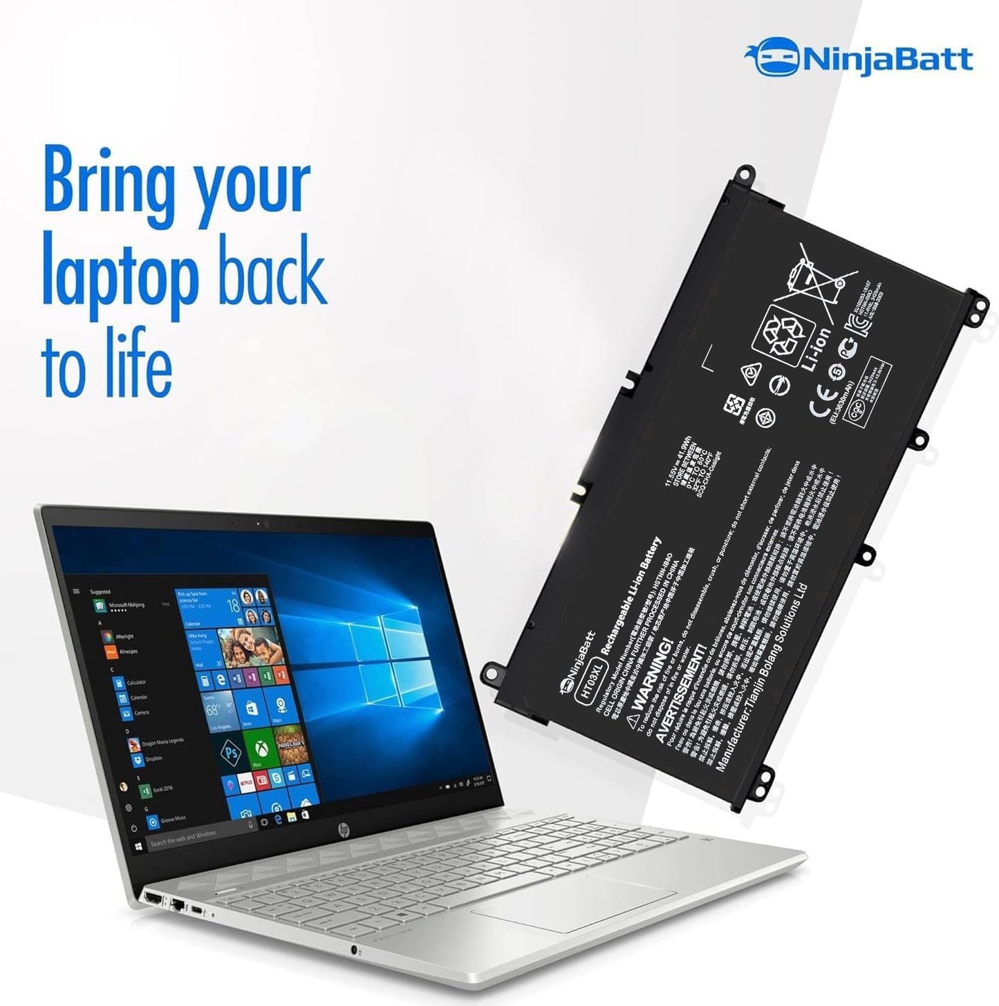 NinjaBatt HT03XL Battery for HP L11119-855 HW03XL Pavilion 15-DB Series14M-DH0003DX 14M-DH1003DX 15T-CS200 15-DY0013DX 15-DY1023DX 15-DY1751MS 15-CS3073CL