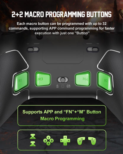 PXN P5 Kabelloser Gaming-Controller – Hall-Effekt-Joysticks und -Trigger, 1000 Hz Abtastrate, 4 Makro-Tasten, 2,4 GHz/Bluetooth/SW, Turbo, App – Für PC, Steam Deck, Switch/Switch 2, Android und iOS