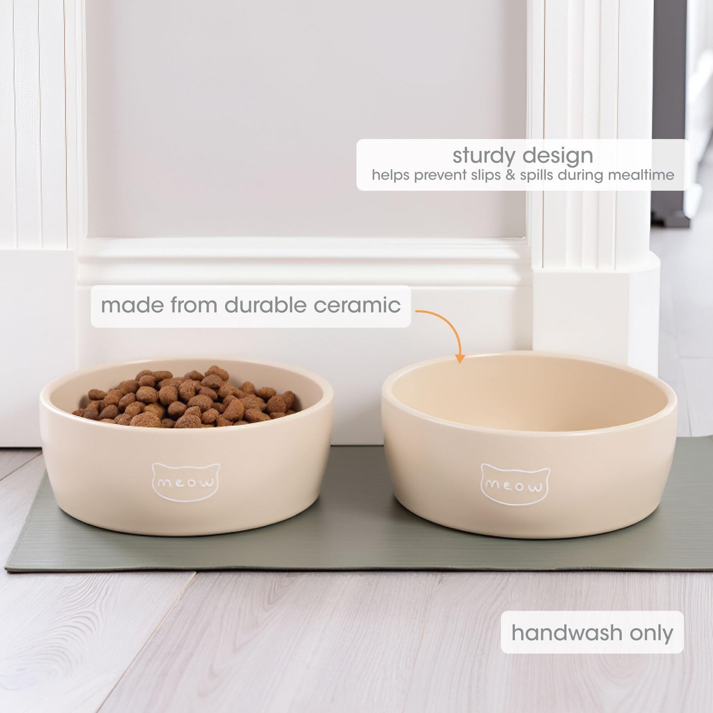 Birnenförmige Keramikschüssel, Fassungsvermögen: 2 Tassen, niedliches, schnurrbartfreundliches Geschirr mit Katzenmotiv, rutschfest, mikrowellen- und spülmaschinengeeignet, klein/mittel 