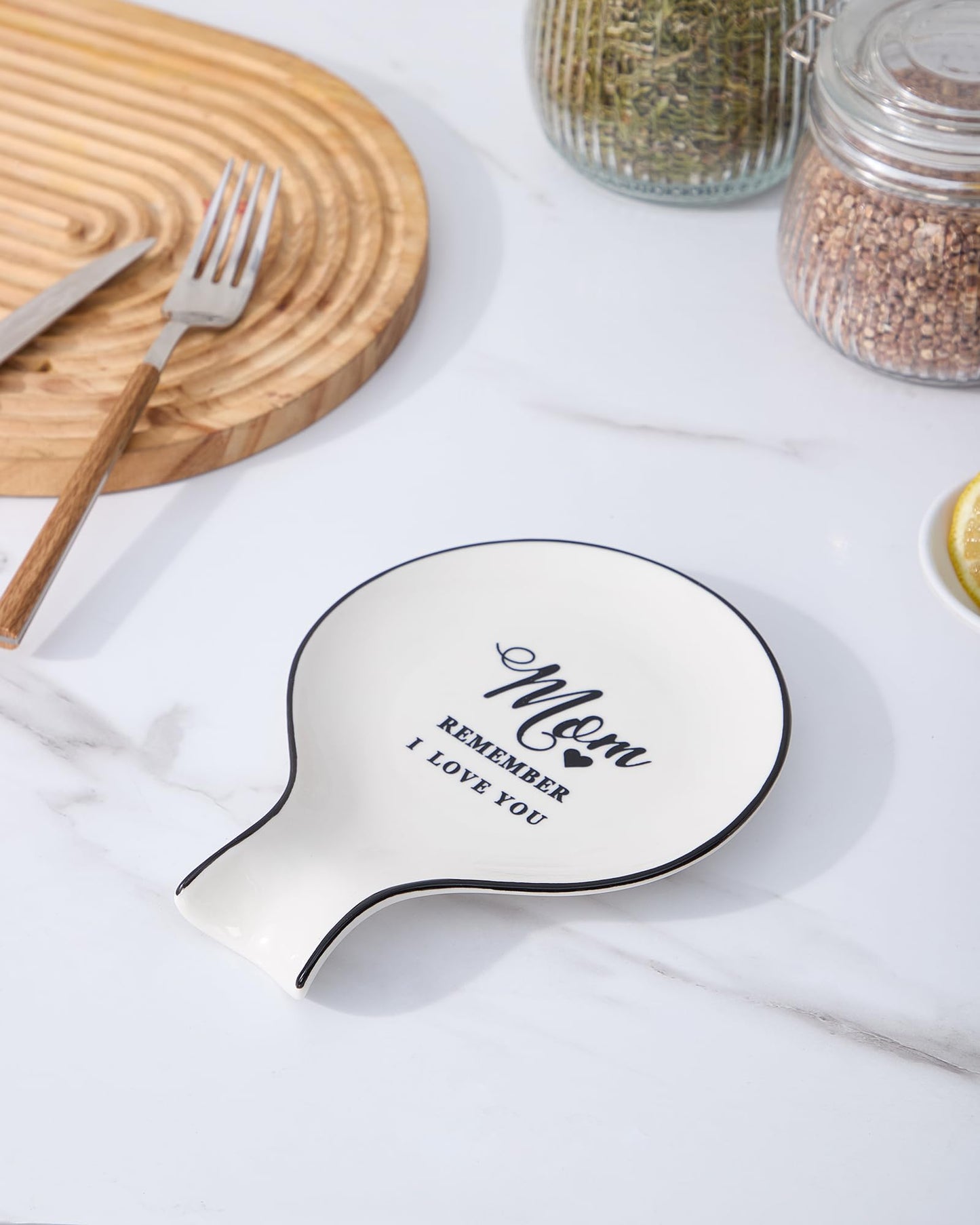 Ceramic Spoon Rest, Cooking Spoon Holder for Kitchen Counter/Stove Top/Dining Table Modern Farmhouse Decorative, Large (Blue)