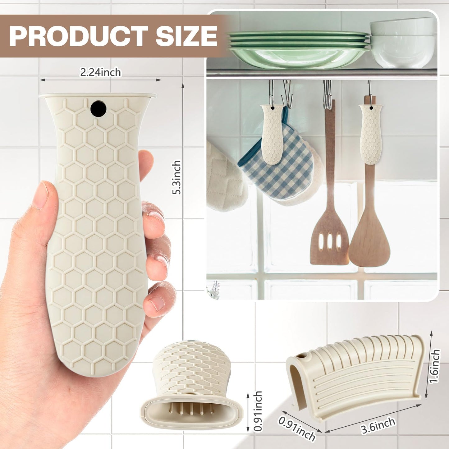 Patelai 8 Pcs Silicone Pot Holders Set Cast Iron Handle Cover Heat Resistant Pot Handle Covers Potholder Non Slip Reusable Pan Sleeve for Frying Pan Kitchen Supplies(Black)