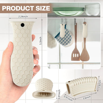 Patelai 8 Pcs Silicone Pot Holders Set Cast Iron Handle Cover Heat Resistant Pot Handle Covers Potholder Non Slip Reusable Pan Sleeve for Frying Pan Kitchen Supplies(Black)