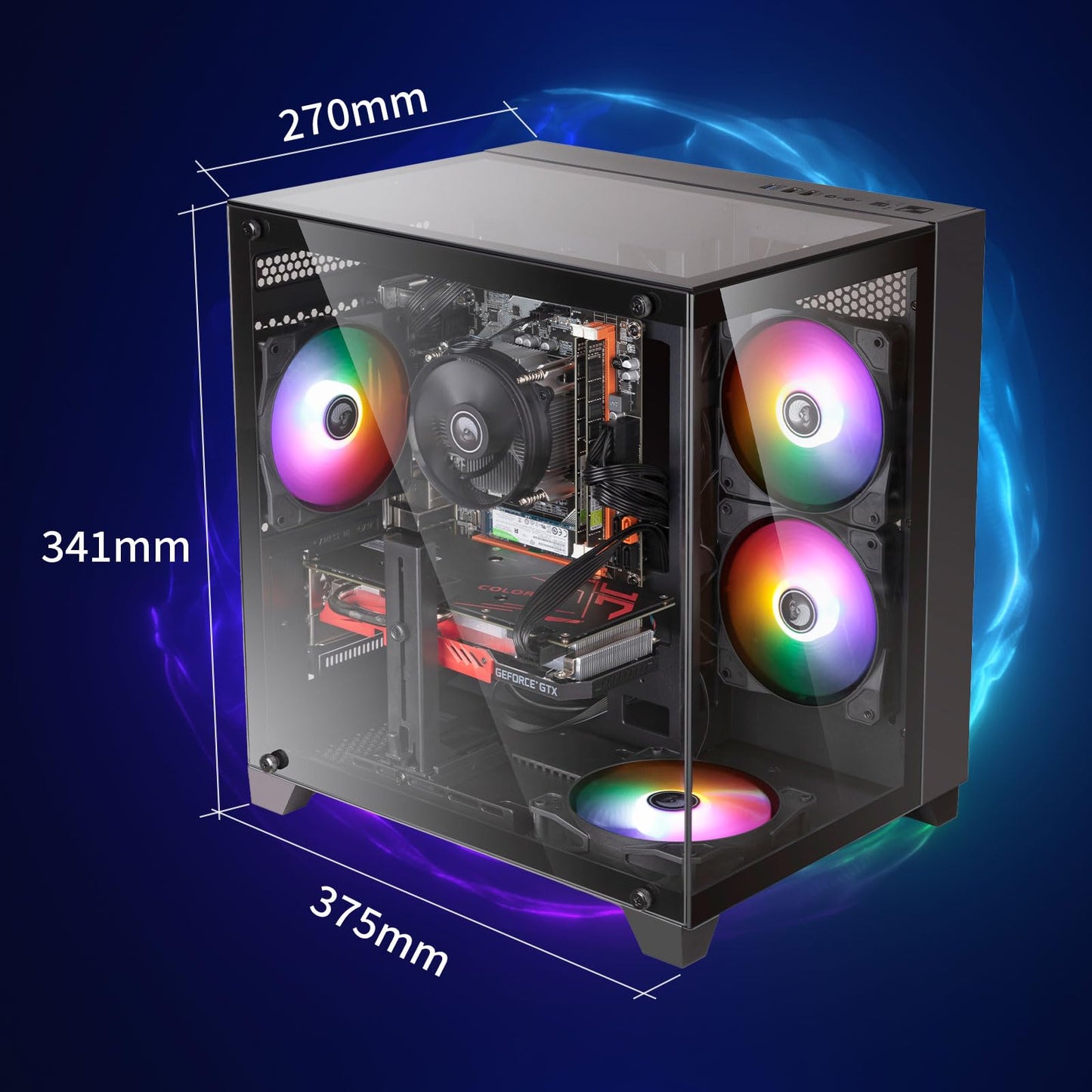 Prebuilt Gaming PC Desktop Computer,Intel Core i5 Desktop,Operating at A Frequency of 3.2-3.6 GHz,RX550 Graphics Card with 4GB GDDR5 Video Memory,16GB RAM, 512GB NVME SSD,WiFi5,RGB Fan x4 Windows 11