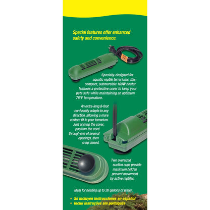 TetraFauna Aquatic Reptile Heater 100 Watts, For Frogs, Newts And Turtles, Green