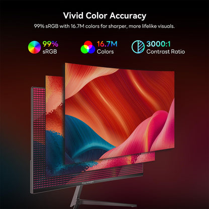 Raywego 24 inch Curved Monitor 100Hz 1ms, Computer Gaming Monitor FHD 1920×1080P,3000:1 Contrast Ratio, with FreeSync & Eye-Care Technology, HDMI×1,VGA×1 for Gaming Home Office,Wall Mount Install