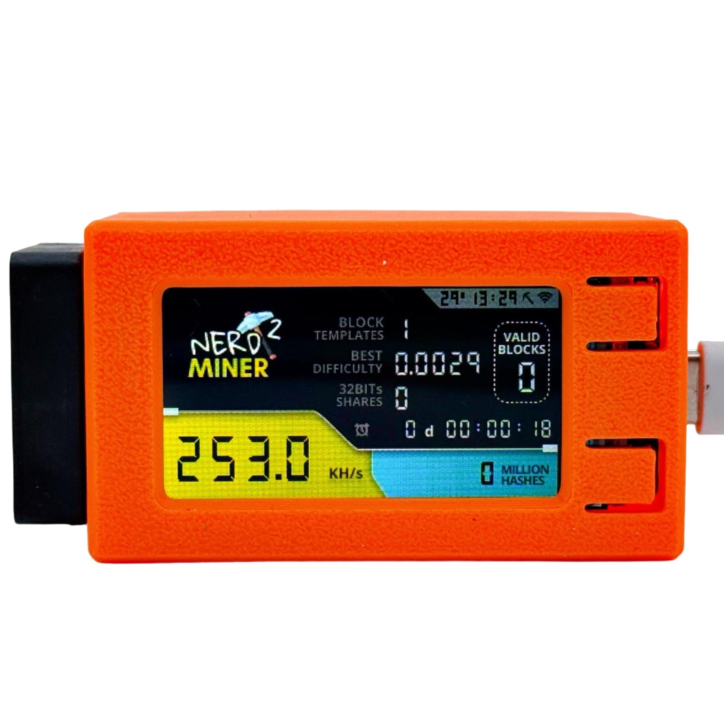 NerdMiner V2pro 250KH/s Upgrade from 78k to 250k Mini Lottery BTC Miner Solo Miner Smart Lucy Miner Win 6.25 BTC with Fan BTC Table Gadget