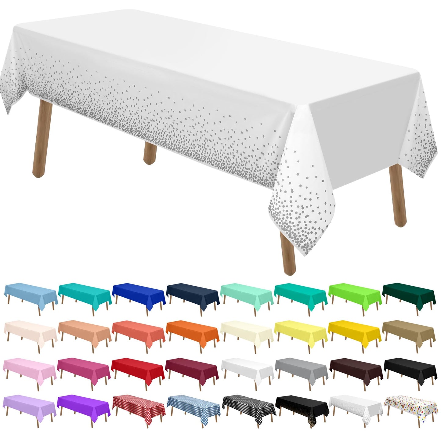 PARTY ULYJA Orangefarbene Plastiktischdecken, 2er-Pack, Einweg-Tischdecken, 54 x 108 Zoll, PEVA, Herbstfarben, für Grillpartys, Picknicks, Geburtstage, Hochzeiten, rechteckige Tische (8 Fuß). 