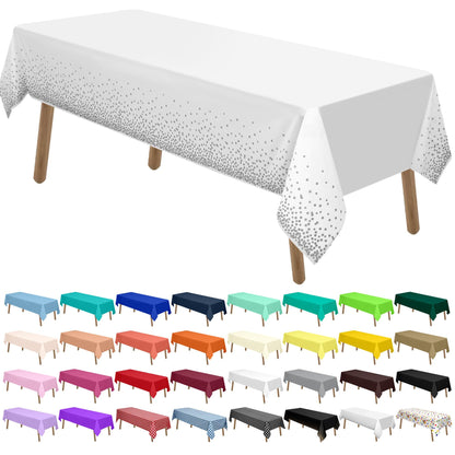 PARTY ULYJA Orangefarbene Plastiktischdecken, 2er-Pack, Einweg-Tischdecken, 54 x 108 Zoll, PEVA, Herbstfarben, für Grillpartys, Picknicks, Geburtstage, Hochzeiten, rechteckige Tische (8 Fuß). 