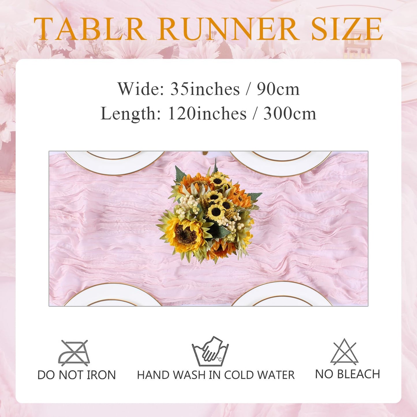 SAJOO Pink Cheesecloth Table Runner 10FT Boho Rustic Sheer Cheese Cloth Table Runners 120 Inch Gauze Table Decorations for Wedding Bridal Baby Shower Birthday Party Home Decor