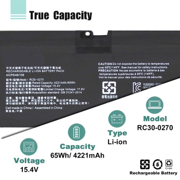 RC30-0270 Laptop Battery Replacement for Razer Blade 15 Base 2018 2019 GTX 1660 Ti Base RZ09-0270 RZ090270 RZ09-0300 RZ09-03006 RZ09-03009 Series Notebook (15.4V 65Wh 4221mAh)