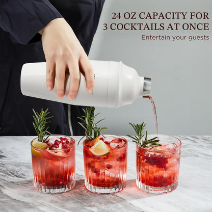 Cocktail Shaker, KITESSENSU 24oz Drink Shaker with Bartender Strainer, Measuring Jigger, Bar Mixing Spoon, Cocktail Recipe Guide, Professional Drink Mixer Set for Beginners, Silver