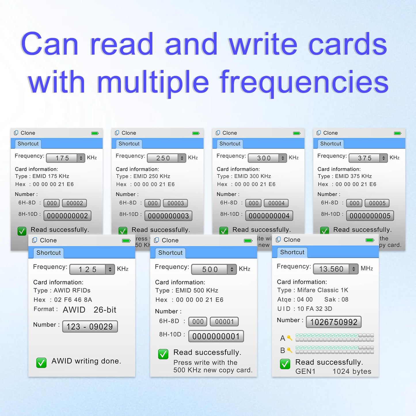 XIXEI X7 NFC RFID Card Copier Reader Writer Duplicator for Mulit Frequency Read and Writer Smart Card Programming Card(5 pcs rewritable Cards 5 pcs UID keyfobs 5pcs T5577 keyfobs)