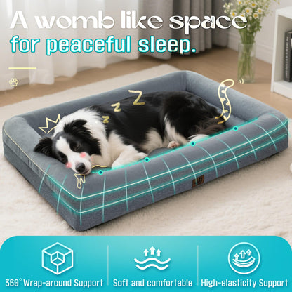 TaiBest Waterproof Memory Foam Dog Beds for Extra Large Dogs Non-Slip Orthopedic Dog Beds Washable Couch Pet Bed with Removable Cover (Grey, X-Large)